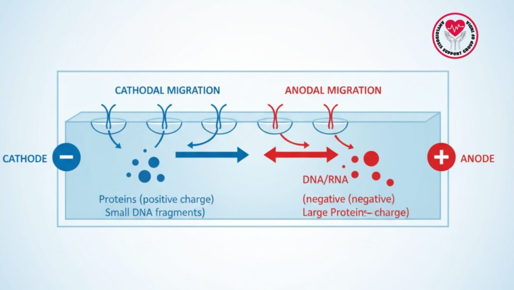 Cathodal and Anodal Migration in Electrophoresis